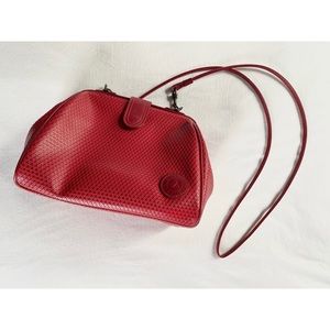 Vintage Red Leather Liz Claiborne Crossbody Purse with Removable Straps